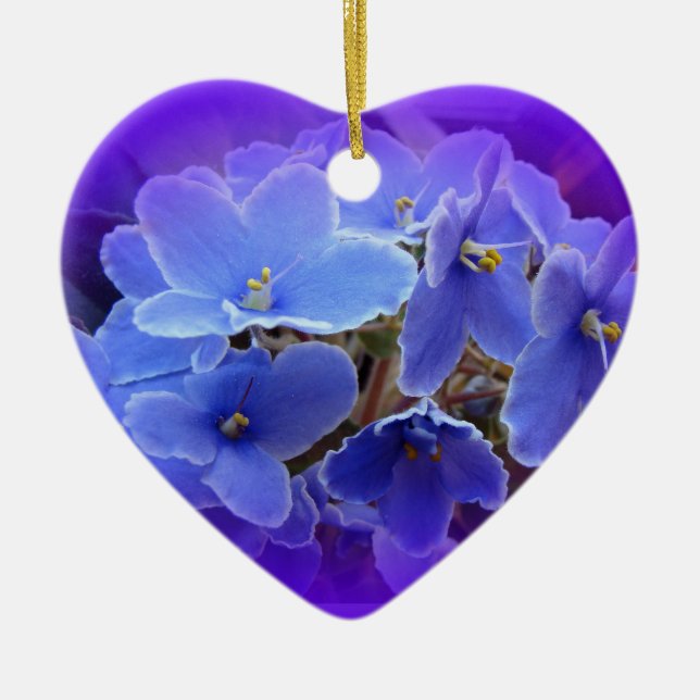 Blue African Violets to Personalise Ceramic Ornament (Front)