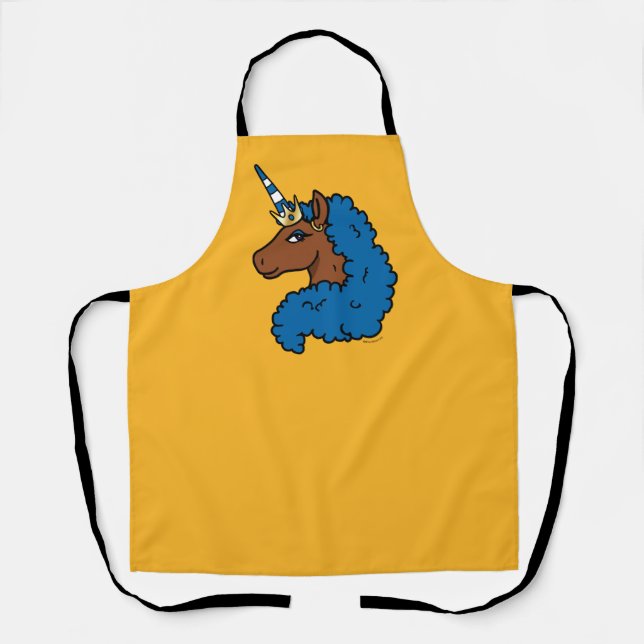 Blue Afro Unicorn Apron (Front)