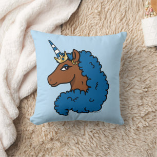 Blue Afro Unicorn Cushion