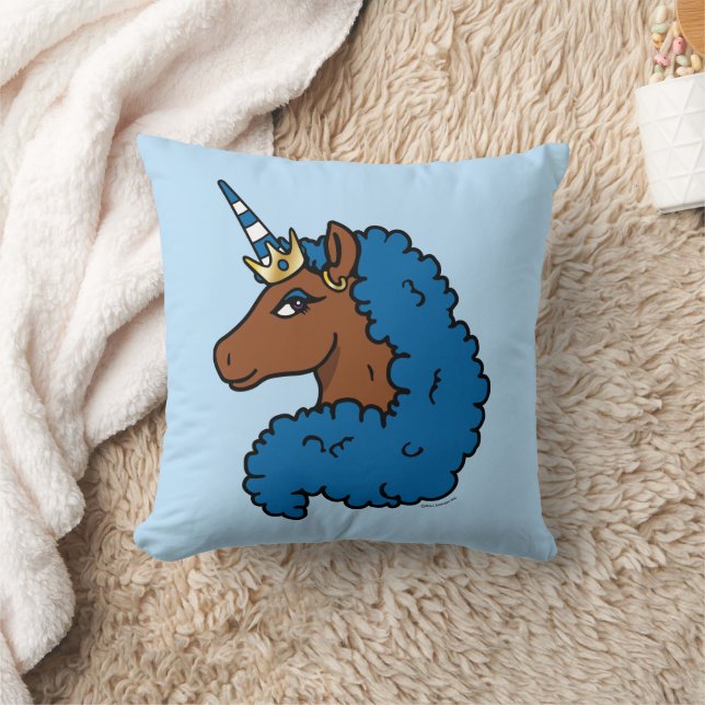 Blue Afro Unicorn Cushion (Blanket)