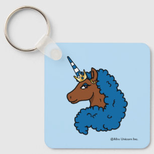 Blue Afro Unicorn Key Ring