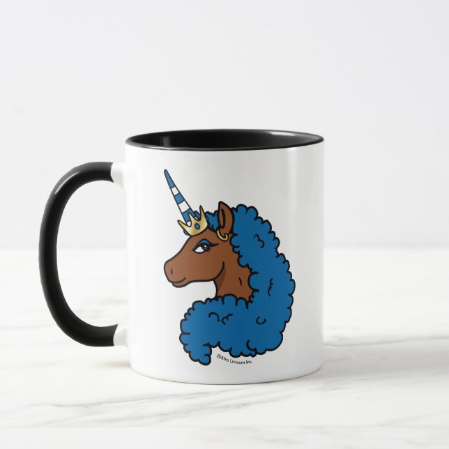 Blue Afro Unicorn Mug (Left)