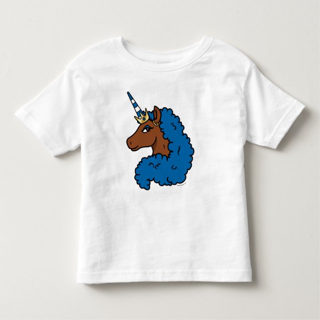 Blue Afro Unicorn Toddler T-Shirt (Front)
