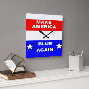 Blue Again Square Wall Clock