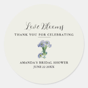 Blue Agapanthus Love Blooms Thank You Classic Round Sticker
