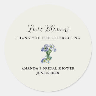 Blue Agapanthus Love Blooms Thank You  Classic Round Sticker