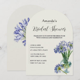 Blue Agapanthus Single Stem Arch Bridal Invitation