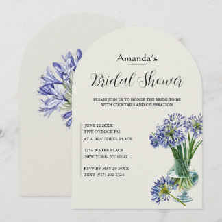 Blue Agapanthus Single Stem Arch Bridal  Invitation