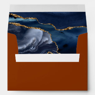 Blue Agate Burnt Orange Wedding Envelope