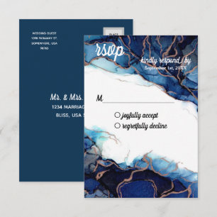 Blue Agate & Copper RSVP Postcard