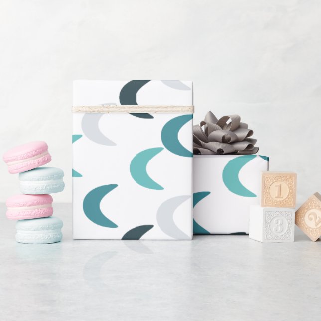 Blue Agate Crescents  Wrapping Paper (Baby Shower)