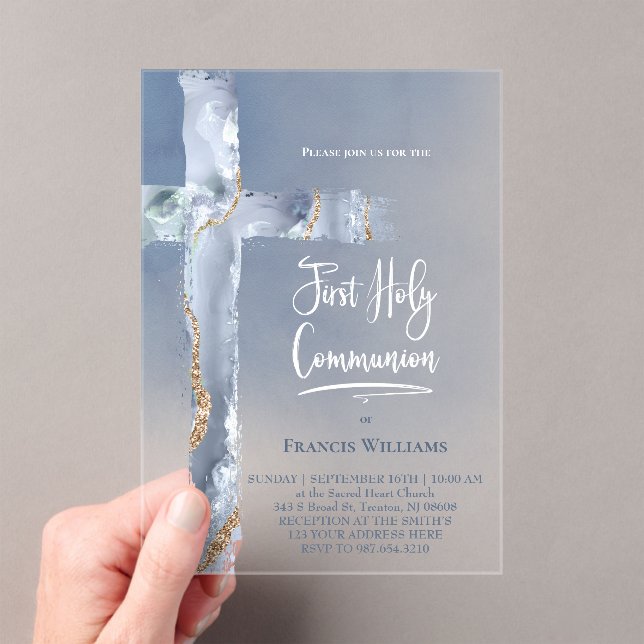 blue agate | First Communion Acrylic Invitations (Insitu (Handheld))