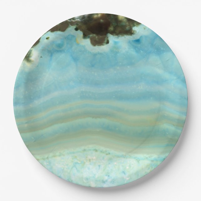 Blue Agate Gemstone Crystal Princess Pattern Paper Plate (Front)
