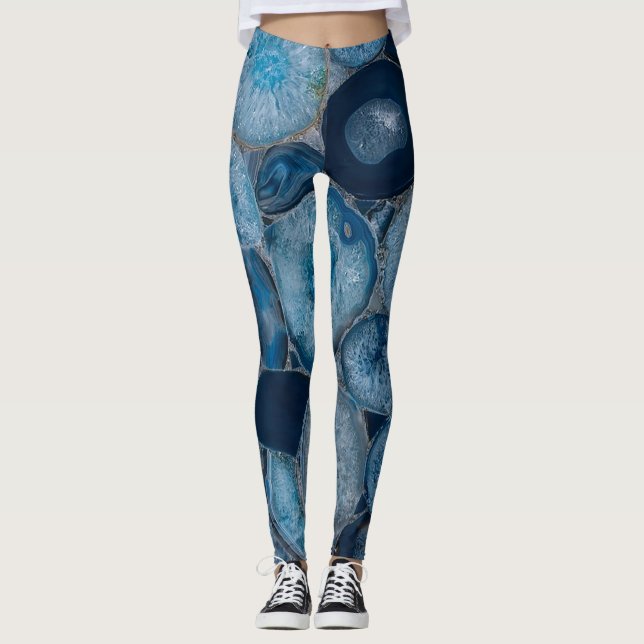 Blue Agate Geode Stone Leggings (Front)