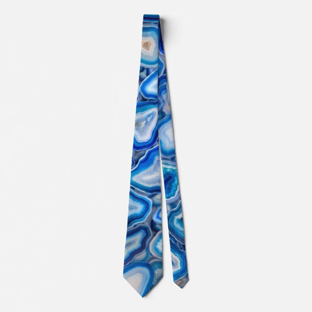 Blue Agate Geodes crystals pattern Tie (Front)