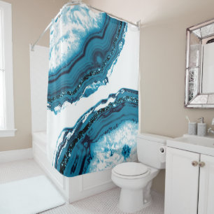 Blue Agate Glitter Glam #1 Shower Curtain