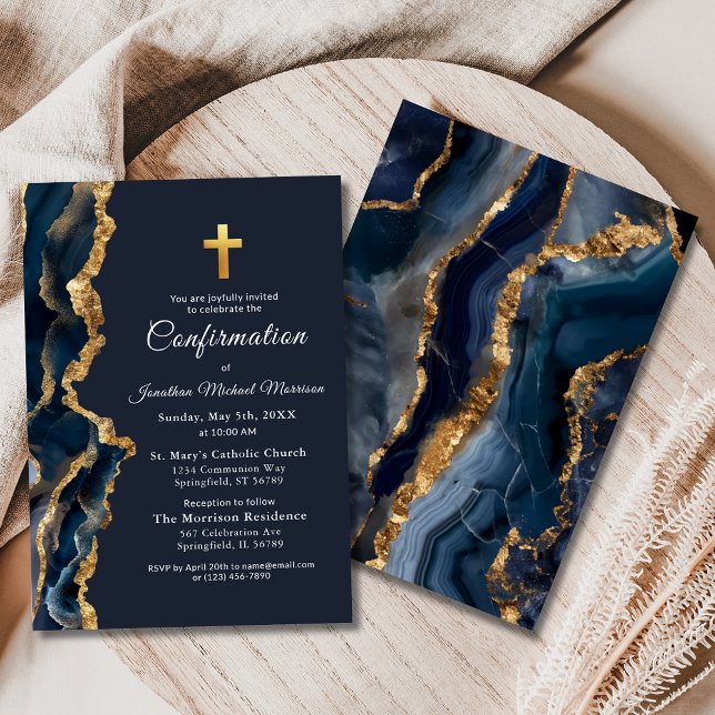 Blue Agate Gold Confirmation Invitation (Creator Uploaded)