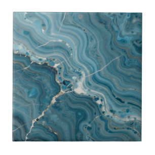 Blue Agate Gold Vein Marble Ceramic Tile