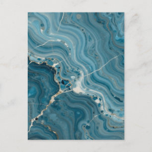 Blue Agate Gold Vein Marble Postcard