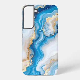 Blue Agate Marble Gold Accent Samsung Galaxy Case