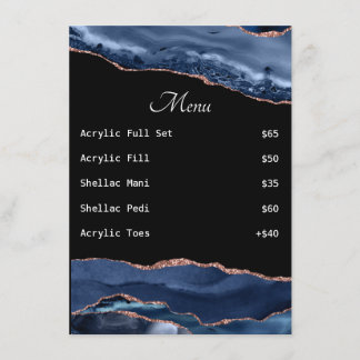 Blue Agate Nail Tech Price List Menu