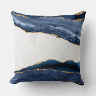 Blue Agate on Marble with Gold Cushion
