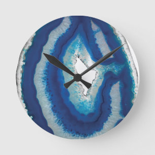 Blue Agate Round Clock