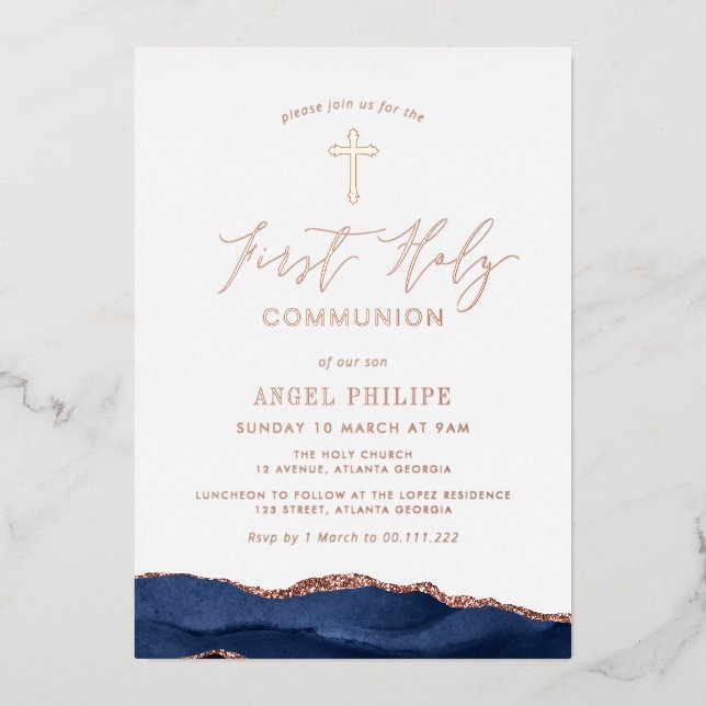 blue agate script first communion (Front)