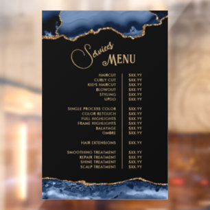 Blue Agate Services Menu