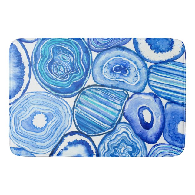 Blue agate slices bath mat (Front)