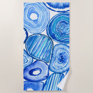 Blue agate slices beach towel
