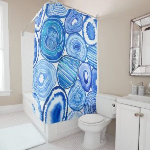 Blue agate slices shower curtain