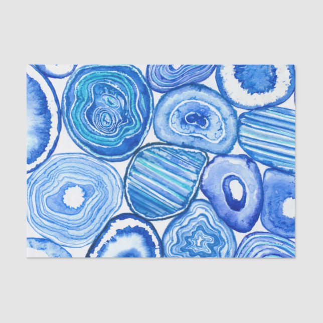Blue agate slices tissue paper (Front)