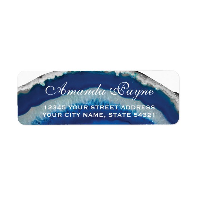 Blue Agate Wedding Return Address Label (Front)