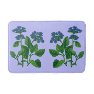 blue ageratum floral print bath mat