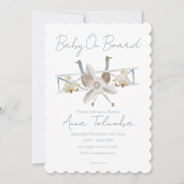 Blue Airplane Baby Shower Invitation (Front)