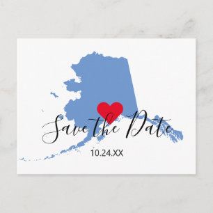 Blue Alaska Map Shape Save the Date Postcard
