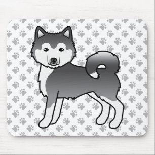 Blue Alaskan Malamute Cute Cartoon Dog Mouse Pad