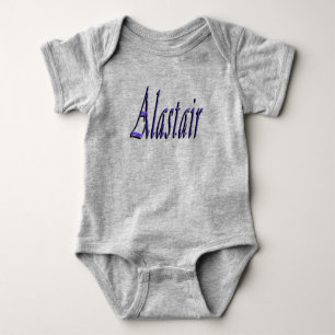 Blue Alastair Name Logo, Baby Bodysuit