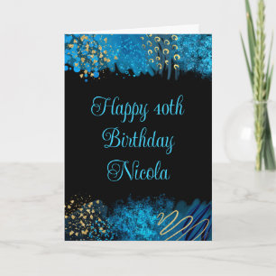 Blue Alcohol Ink Birthday  Card