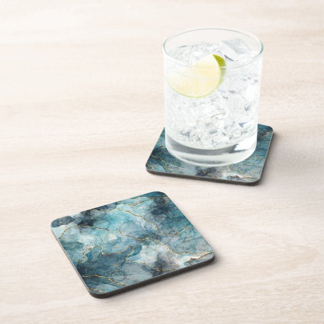 Blue alcohol ink  coaster (Right Side)