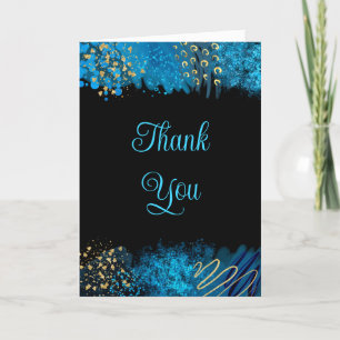 Blue Alcohol Ink Sweet Sixteen Thank You Card