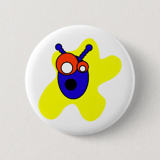 Blue Alien Head 6 Cm Round Badge