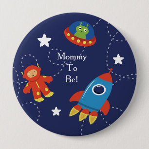 Blue Alien Space Personalised Mummy to Be Button