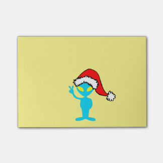 Blue Alien with Santa Hat Post-it Notes