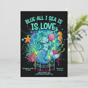 Blue All I Sea is Love Bridal Shower Invitation