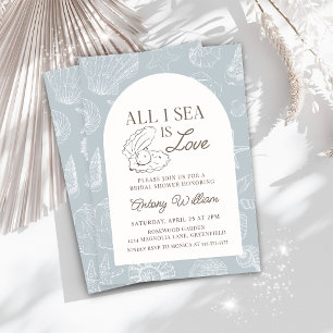 Blue All I Sea Is Love Bridal Shower Invitation