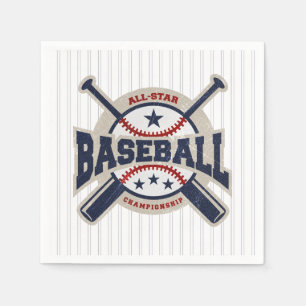 Blue All Star Sport Baseball Birthday Party Napkin