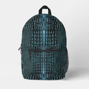 Blue Alligator Leather Printed Backpack