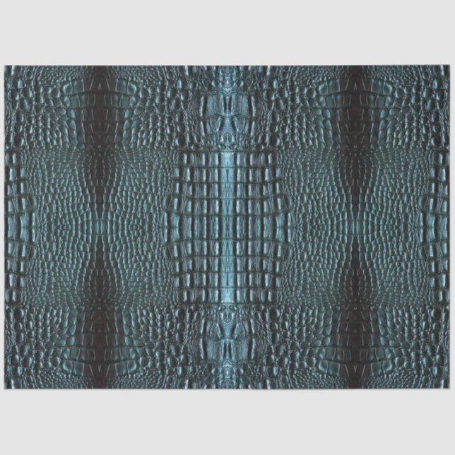 Blue Alligator Leather Texture Pattern Tissue Paper (Front)